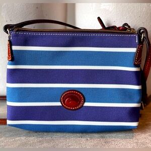 Dooney & Bourke Blue Stripe Canvas Leather Strap Crossbody